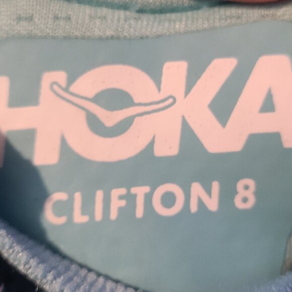 Hoka One One Clifton 8 Women's Aqua Blue/Red/White Shoes Size 8.5 B - Picture 9 of 9